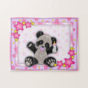 Puzzle rose mignon d'ours panda de bébé