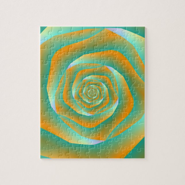 Puzzle Rose orange et vert (Vertical)