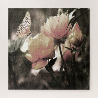 Puzzle Rose Pétale Et Papillon