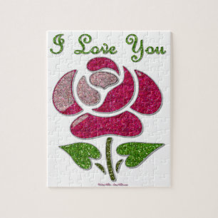 Puzzle Rose Pochoir Rose Je T'aime