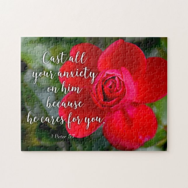 Puzzle Rose Posez toute votre angoisse Bible chrétienne V (Horizontal)