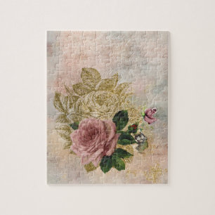 Puzzle Rose Steampunk   Pink and Gold Sophisticated