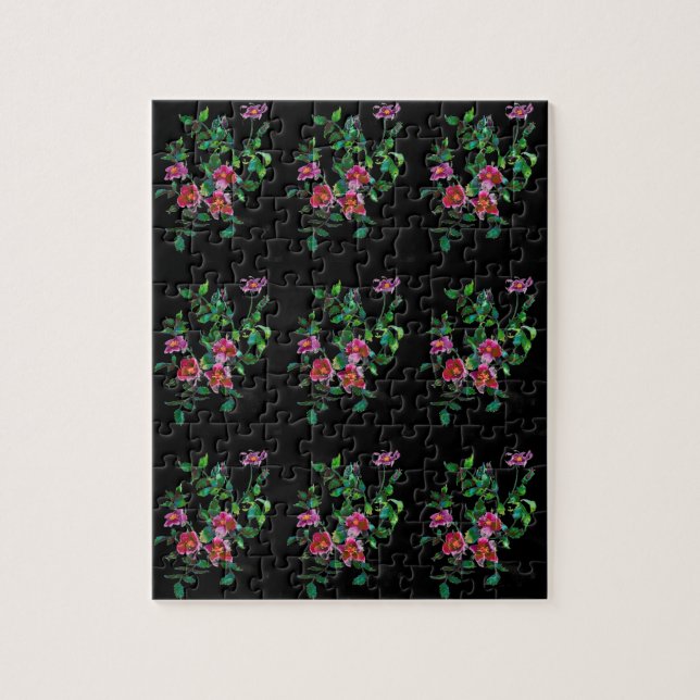 Puzzle Rose vintage noir (Vertical)