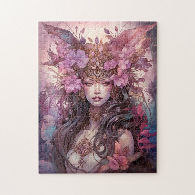 Puzzle Rose violet Fairy Queen Imaginaire Art (Vertical)