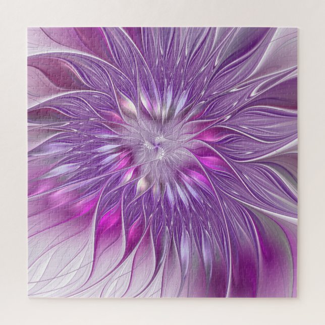 Puzzle Rose violet passion Fleur Art Abstrait Fractal (Vertical)