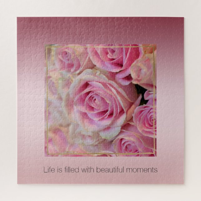 Puzzle Roses blanches roses Belles moments (Vertical)