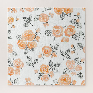 Puzzle Roses d'aquarelle : Arrière - plan blanc d'encre