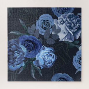 Puzzle Roses de pivoines : Floral foncé Vintage.