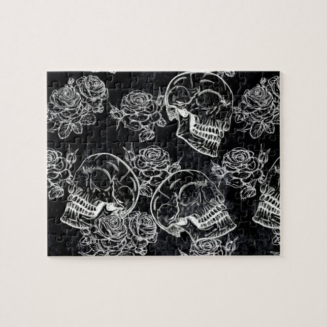 Puzzle Roses des crânes et des calques | Gothique Glam Fu (Horizontal)