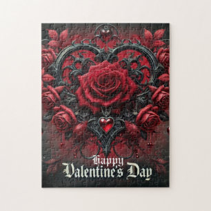 Puzzle roses rouges gothiques Saint Valentin