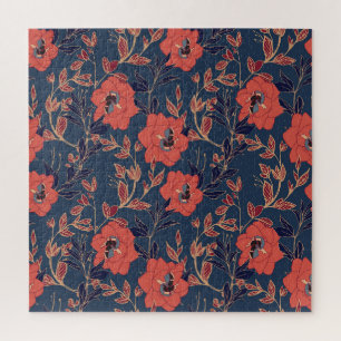 Puzzle Roses rouges Peonies Arrière - plan foncé