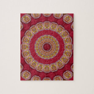 Puzzle Rosettes Mandala Rouge Or Jaune