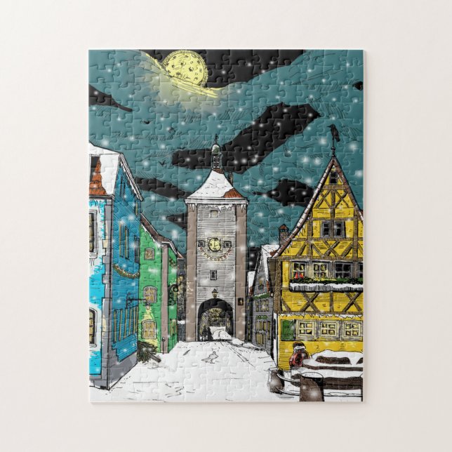 Puzzle Rothenburg ob der Tauber Allemagne à Noël (Vertical)