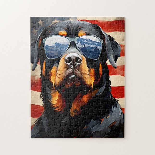 Puzzle Rottweiler 4 juillet fête de l'indépendance (Vertical)