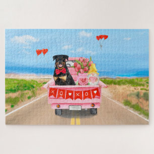 Puzzle Rottweiler Chien Saint Valentin Coeurs de Camion