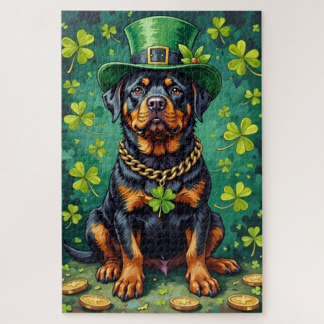Puzzle Rottweiler St Patrick’s Day Lucky Dog (Vertical)