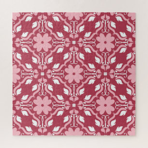 Puzzle Rouge, beige à fleurs, papier peint motif sans cou