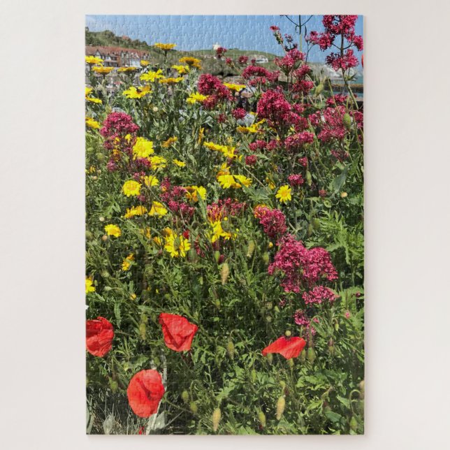 Puzzle Rouge valérien, Poppies rouges et marguerites jaun (Vertical)