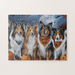 Puzzle Rough Collie Halloween Épouvantable