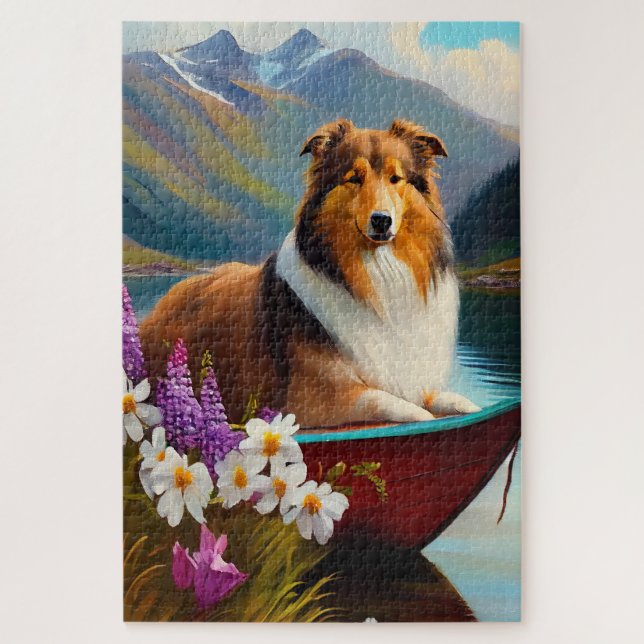 Puzzle Rough Collie sur une pagaie : une aventure Pittore (Vertical)