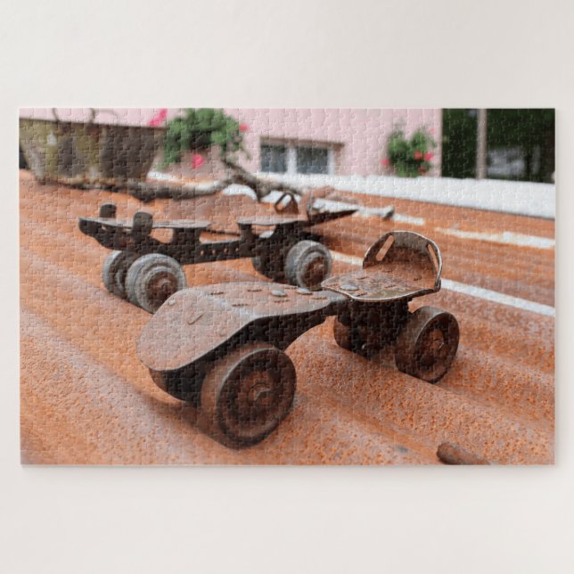 Puzzle Rouleau Rustique Patinage Tin Toit Orange Tones (Horizontal)