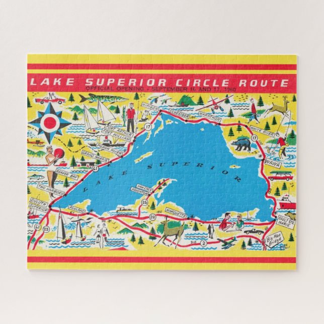 Puzzle Route vintage du lac Supérieur (Horizontal)