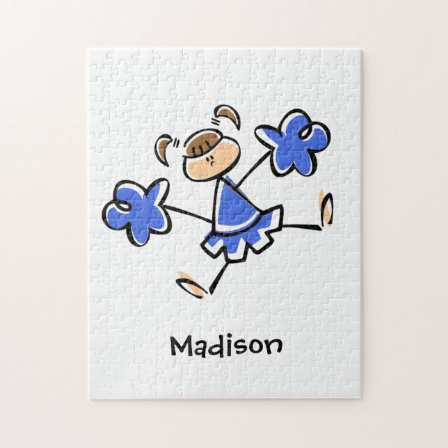 Puzzle Royal Blue and White Pom-pom girl (Vertical)