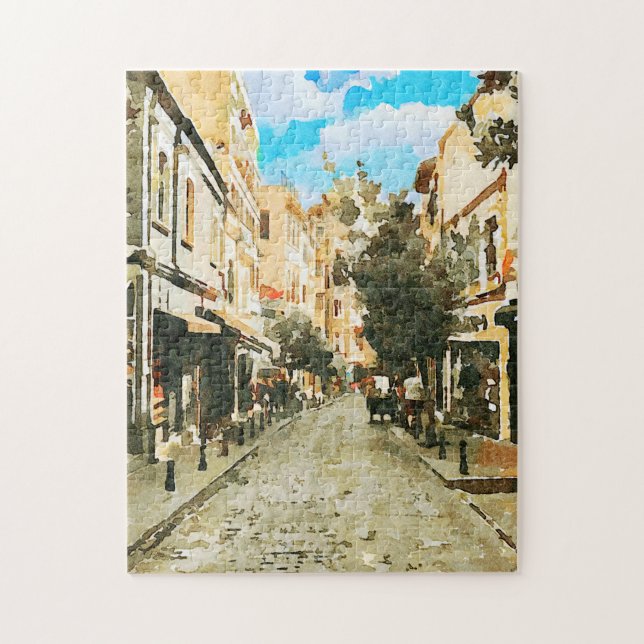 Puzzle Rue pittoresque de la ville après la pluie (Vertical)