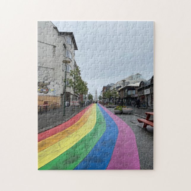 Puzzle Rue Rainbow à Reykjavik en Islande (Vertical)