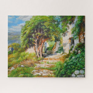 Puzzle Ruines anciennes avec arbre éclairé - Peinture à l