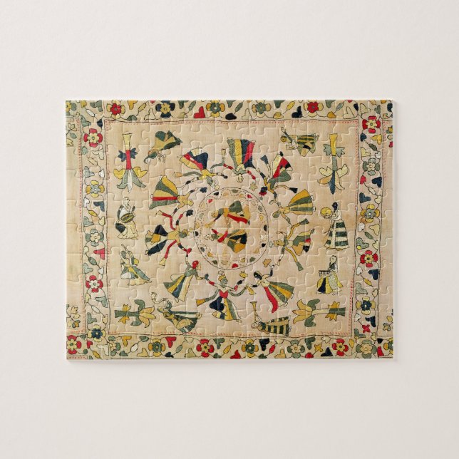 Puzzle Rumal : couverture carrée de broderie montrant le (Horizontal)