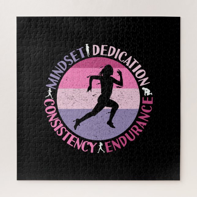 Puzzle Running Mindset - Citation d'endurance de la fille (Vertical)