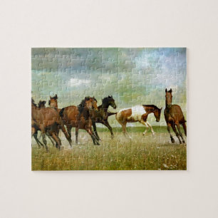 Puzzle Running Wild Horses - Vintage Creative Art