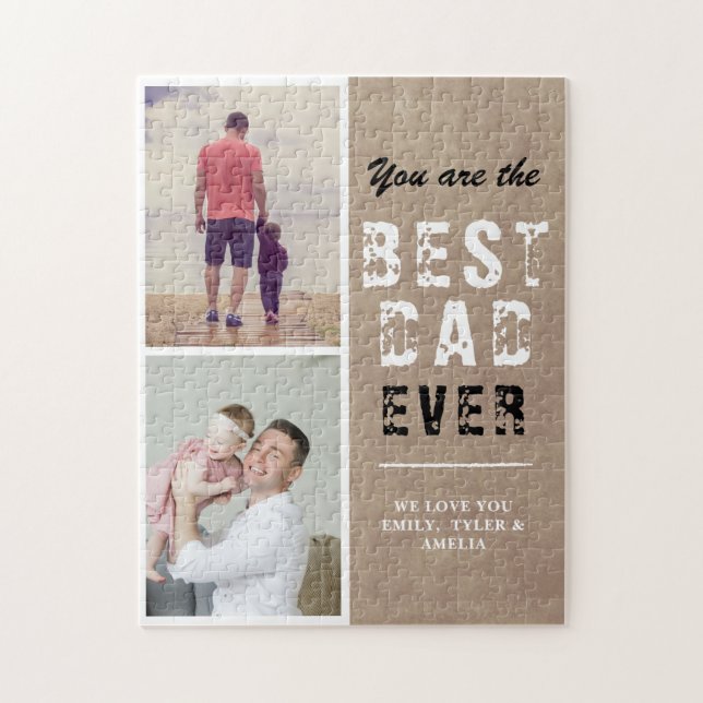 Puzzle Rustic Best papa Famille 2 Photo (Vertical)