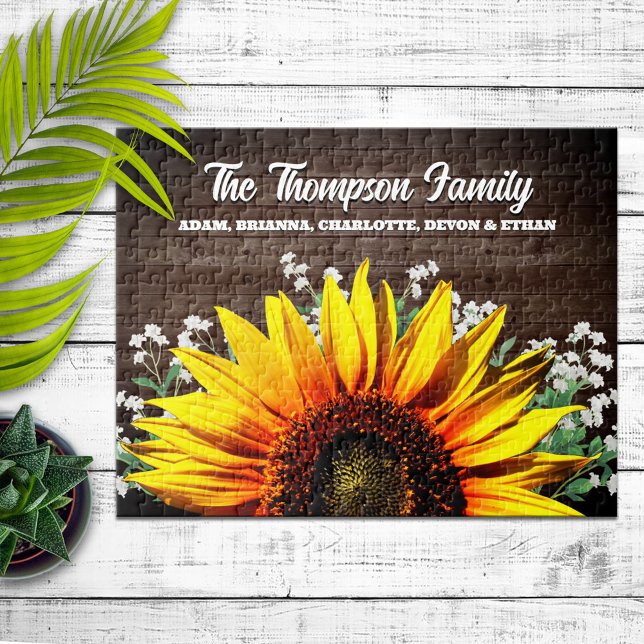 Puzzle Rustic Country Sunflower Nom de famille (Créateur téléchargé)
