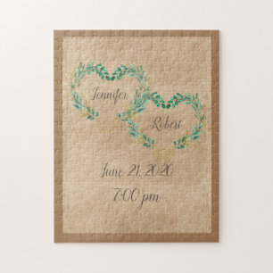 Puzzle Rustic Greenery Antique Heart Beautiful Wedding