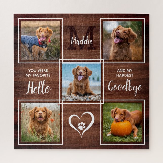 Puzzle Rustic Personnalisé Pet Memorial Photo Collage Jig (Vertical)