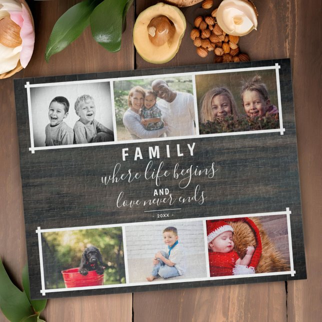 Puzzle Rustic Wood Family 6 Photo Collage (Créateur téléchargé)