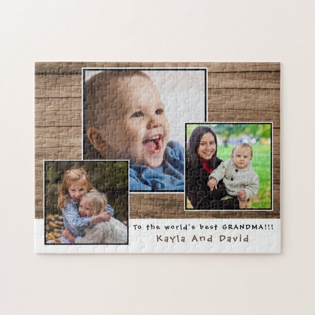 Puzzle Rustic Wood Worlds Meilleur Collage photo de grand (Horizontal)