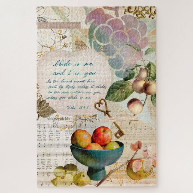 Puzzle Rustique Abide in Me Fruitative Faith Poster (Vertical)