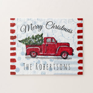 Puzzle Rustique Antique Camion Rouge Personnalisé