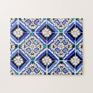 Puzzle Rustique Azulejo Motif espagnol Carreaux Marine Bl