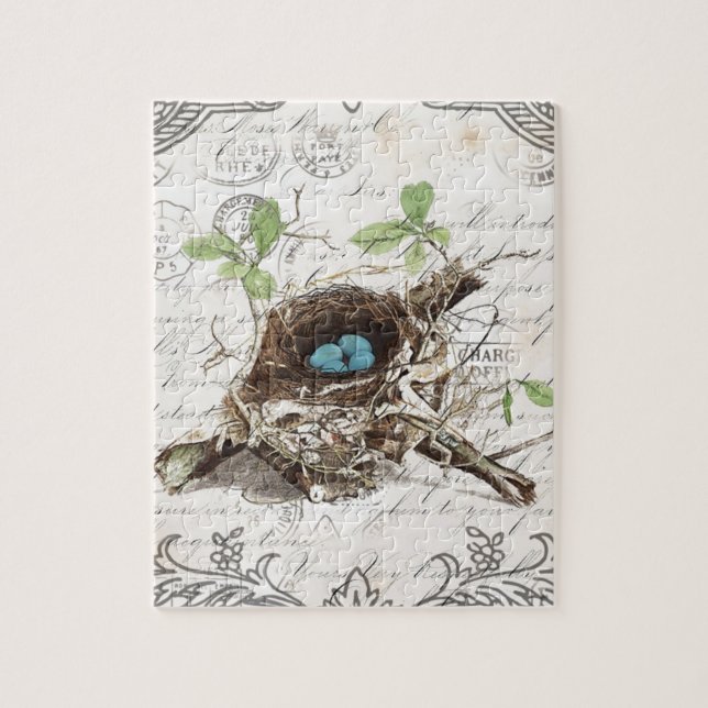 Puzzle rustique chic pays botanique nid (Vertical)
