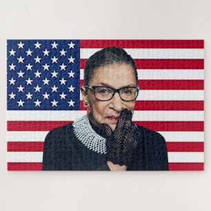 Puzzle Ruth Bader Ginsburg avec drapeau américain
