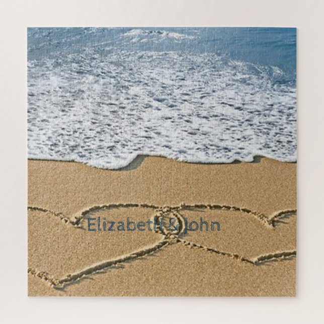 Puzzle Sables de plage tropicale cœurs (Vertical)