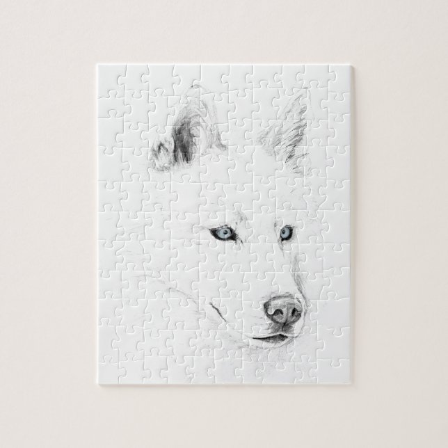 Puzzle Sabre yeux bleus d'un art de dessin de chien de (Vertical)