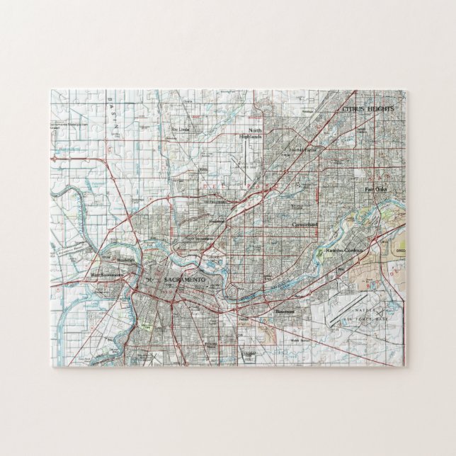 Puzzle Sacramento la Californie Map (1994) (Horizontal)
