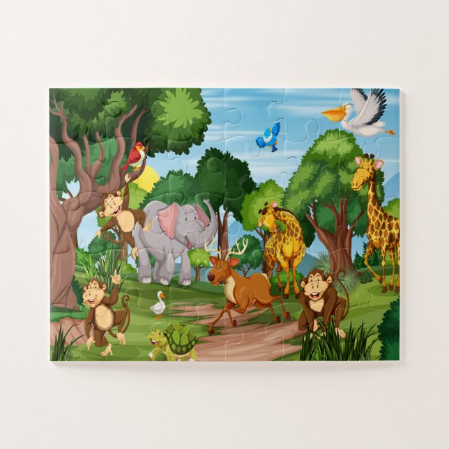 Puzzle Safari Surprise : Animaux forestiers colorés (Horizontal)