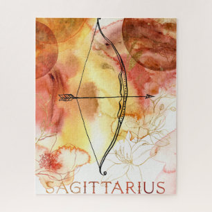 Puzzle Sagittarius archer rouge oranger or planètes zodia