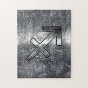Puzzle Sagittarius Zodiac Silver Distour Steel look